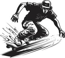 Gravity Guru Iconic Vector of a Man on a Skateboard in Black Skateboard Synchrony Black Logo Design Capturing the Harmony of Riding