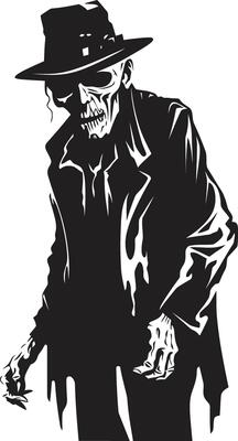 Nightmare Necrosis Black Logo Design Expressing the Spooky Presence of a Scary Old Zombie Spectral Sire Iconic Vector Symbol Capturing the Frightening Horror of an Elderly Zombie
