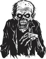 Macabre Maestro Vector Black Icon Symbolizing the Horror of an Elderly Zombie Zombie Zephyr Sleek Black Logo Design Signifying the Frightening Terror of an Old Man