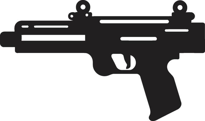 Playtime Peacekeeper Dynamic Black Icon with Toy Gun Logo Design Micro Munitions Sleek Vector Symbol of a Toy Gun in Black