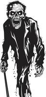 severo demonio necrófago pulcro vector icono significando el pavor de un antiguo zombi en negro zombi cenit negro logo diseño expresando el aterrador presencia de un mayor hombre