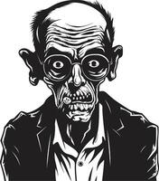 Zombie Zenith Black Symbolic Logo Expressing the Horror of an Old Man Creepy Corporeal Dynamic Vector Icon of a Spine Chilling Zombie in Black