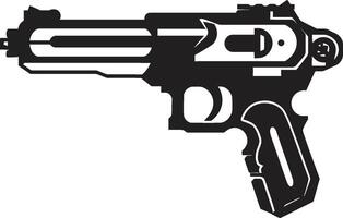 Pint sized Patrol Vector Symbol Signifying a Toy Gun in Black Foam Fueled Fantasy Dynamic Black Icon with Toy Gun Logo Design