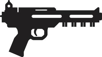 Foam Fueled Fantasy Sleek Vector Symbol of a Toy Gun in Black Lilliputian Law Enforcer Iconic Black Logo Design with Toy Gun Weapon