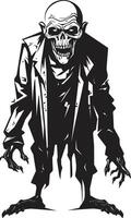 Zombie Zephyr Dynamic Black Logo Design with a Scary Old Man Icon Undead Uproar Sleek Vector Icon Embracing the Terrifying Presence of a Zombie in Black