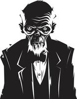 Zombie Zephyr Black Symbol Signifying the Horror of a Scary Old Man Undead Uproar Dynamic Vector Logo Design Featuring a Frightening Zombie