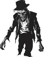 Cadaverous Countenance Dynamic Black Icon Embracing the Spooky Presence of a Scary Old Zombie Macabre Maestro Black Logo Design Signifying the Frightening Horror of an Elderly Man vector