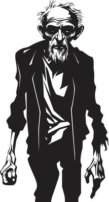 Spectral Sire Black Logo Design with a Frightening Zombie Man Icon Zombie Zephyr Iconic Vector Symbol Expressing the Frightening Presence of a Scary Zombie in Black