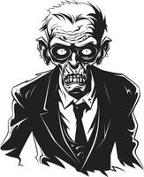 Zombie Zenith Iconic Vector Symbol Capturing the Dread of an Elderly Zombie in Black Cadaverous Countenance Dynamic Black Icon Embracing the Spooky Presence of a Scary Old Zombie