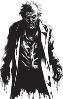 Spectral Sire Vector Icon Expressing the Spooky Presence of an Elderly Zombie in Black Zombie Zephyr Black Symbol Signifying the Horror of a Scary Old Man