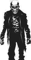 Zombie Zephyr Iconic Vector Symbol Expressing the Frightening Presence of a Scary Zombie in Black Undead Uproar Dynamic Black Logo Design Featuring a Terrifying Old Zombie