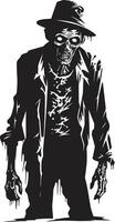 Zombie Zenith Iconic Vector Symbol Capturing the Dread of an Elderly Zombie in Black Cadaverous Countenance Dynamic Black Icon Embracing the Spooky Presence of a Scary Old Zombie