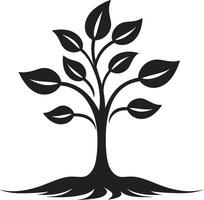 Forest Guardian Sleek Black Logo Design with Tree Plantation Icon Rooted Resilience Vector Symbol of Tree Plantation in Black