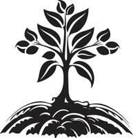 Silhouetted Sapling Iconic Vector Tree Plantation Symbol in Black Forest Guardian Sleek Black Logo Design with Tree Plantation Icon