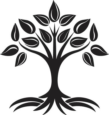 Silhouetted Sapling Iconic Vector Tree Plantation Symbol in Black Forest Guardian Sleek Black Logo Design with Tree Plantation Icon
