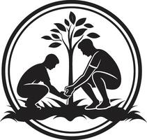 Green Legacy Dynamic Vector Logo Design for Tree Plantation Arbor Affection Sleek Black Icon Signifying Tree Plantation