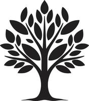 Natures Mark Vector Tree Plantation Symbol in Black Leafy Commitment Dynamic Black Logo Design for Green Initiatives