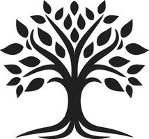 Natures Mark Vector Tree Plantation Symbol in Black Leafy Commitment Dynamic Black Logo Design for Green Initiatives