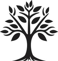 Leafy Commitment Dynamic Black Logo Design for Green Initiatives Silhouetted Sapling Iconic Vector Tree Plantation Symbol in Black