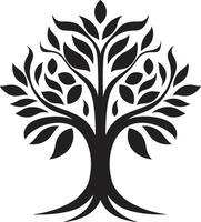 Leafy Commitment Dynamic Black Logo Design for Green Initiatives Silhouetted Sapling Iconic Vector Tree Plantation Symbol in Black