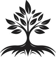 Natures Mark Vector Tree Plantation Symbol in Black Leafy Commitment Dynamic Black Logo Design for Green Initiatives