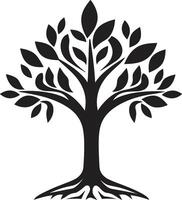 Natures Mark Vector Tree Plantation Symbol in Black Leafy Commitment Dynamic Black Logo Design for Green Initiatives