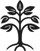 Forest Guardian Sleek Black Icon Design with Tree Symbol Rooted Resilience Vector Symbol of Tree Plantation in Black