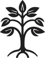 Forest Guardian Sleek Black Icon Design with Tree Symbol Rooted Resilience Vector Symbol of Tree Plantation in Black