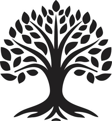 Eco Emblem Vector Tree Plantation Logo in Black Design Sustainable Growth Iconic Black Symbol of Arbor Commitment