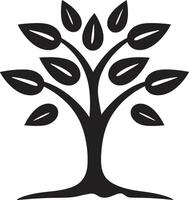 Natures Mark Vector Tree Plantation Symbol in Black Leafy Commitment Dynamic Black Logo Design for Green Initiatives