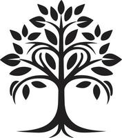 Natures Mark Black Logo with Vector Tree Plantation Symbol Leafy Commitment Dynamic Black Design for Green Initiatives