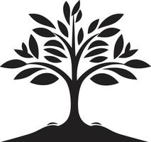 Sustainable Growth Iconic Black Symbol of Arbor Commitment Green Legacy Dynamic Black Logo for Tree Plantation Initiatives vector