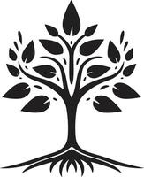 Rooted Resilience Vector Symbol of Tree Plantation in Black Woodland Harmony Dynamic Black Icon for Tree Logo Design