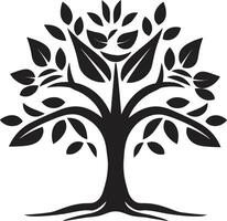 silueta árbol joven icónico vector logo para árbol plantación bosque guardián pulcro negro icono diseño con árbol símbolo