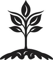 Forest Guardian Sleek Black Icon Design with Tree Symbol Rooted Resilience Vector Symbol of Tree Plantation in Black