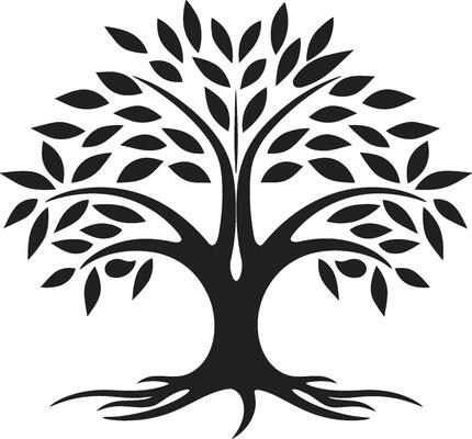 Woodland Harmony Dynamic Black Icon for Tree Logo Design Eco Emblem Vector Tree Plantation Logo in Black Design