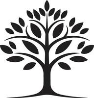 arraigado Resiliencia vector símbolo de árbol plantación en negro bosque armonía dinámica negro icono para árbol logo diseño