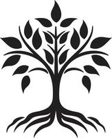 Natures Mark Vector Tree Plantation Symbol in Black Leafy Commitment Dynamic Black Logo Design for Green Initiatives