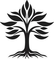 Natures Mark Vector Tree Plantation Symbol in Black Leafy Commitment Dynamic Black Logo Design for Green Initiatives