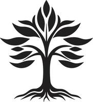 Natures Mark Vector Tree Plantation Symbol in Black Leafy Commitment Dynamic Black Logo Design for Green Initiatives