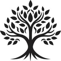Leafy Commitment Dynamic Black Logo Design for Green Initiatives Silhouetted Sapling Iconic Vector Tree Plantation Symbol in Black