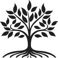 Natures Mark Vector Tree Plantation Symbol in Black Leafy Commitment Dynamic Black Logo Design for Green Initiatives