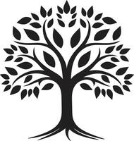 Natures Mark Vector Tree Plantation Symbol in Black Leafy Commitment Dynamic Black Logo Design for Green Initiatives