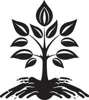 Rooted Resilience Vector Symbol of Tree Plantation in Black Woodland Harmony Dynamic Black Icon for Tree Plantation Logo Design