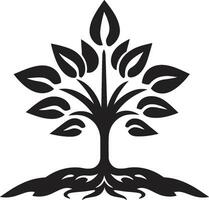 Natures Mark Vector Tree Plantation Symbol in Black Leafy Commitment Dynamic Black Logo Design for Green Initiatives