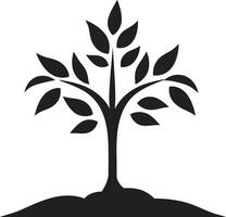 Forest Guardian Sleek Black Logo Design with Tree Plantation Icon Rooted Resilience Vector Symbol of Tree Plantation in Black