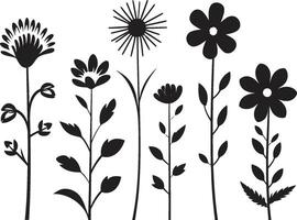 Mystic Petals Sleek Black Logo Design Featuring Wildflowers Blossoming Beauty Wildflower Vector Black Logo Design