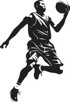 Dunk Dynasty Basketball Player Logo in Striking Vector Art Airborne Ace Dynamic Dunk Vector Icon for Athletes