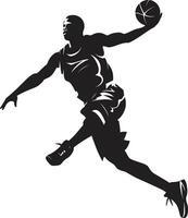 Hoops Horizon Basketball Player Dunk Logo in Vector Brilliance Skyward Scepter Dunk Vector Icon for Reigning Kings