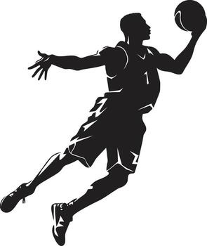 Gravity Glyph Basketball Player Dunk Vector in Symbolic Design Dunk Dexterity Vector Design for Precision Dunking